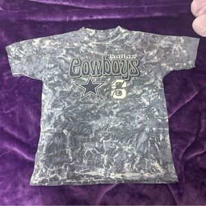 Vintage Y2K Blue Tie Dye Dallas Cowboys NFL Graphic T-Shirt Troy Aikman Size XL
